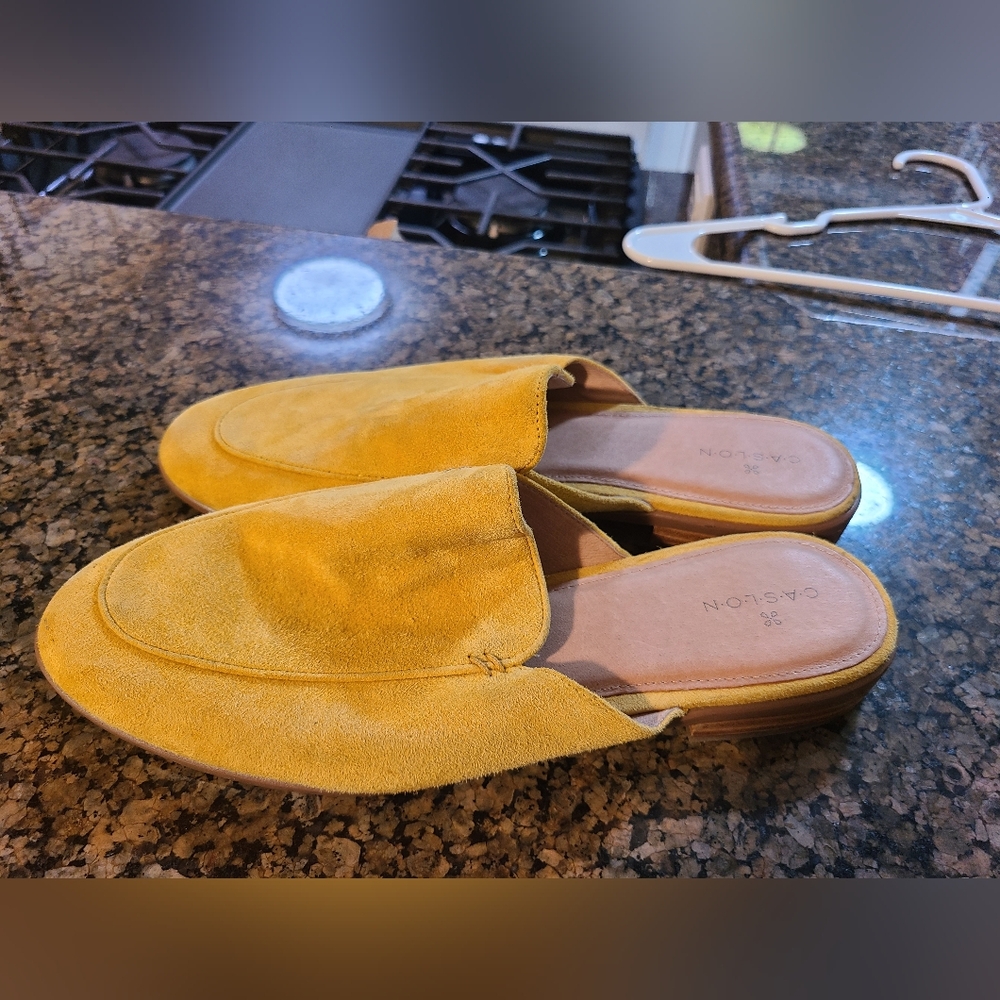 Caslon Sunny Yellow Suede Slip-On Mules